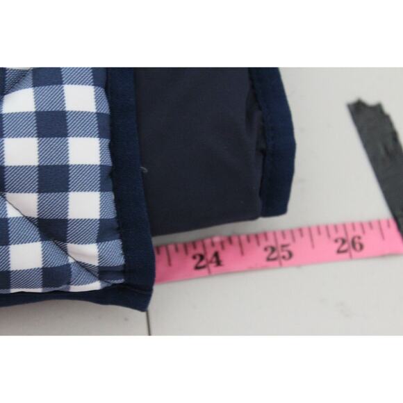 J. Crew Vest Down Puffer Womens Navy White Full Zip Plaid Gingham Feather Medium - Picture 8 of 10